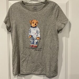 Polo by Ralph Lauren Women’s Gray Tee with Bear Design
